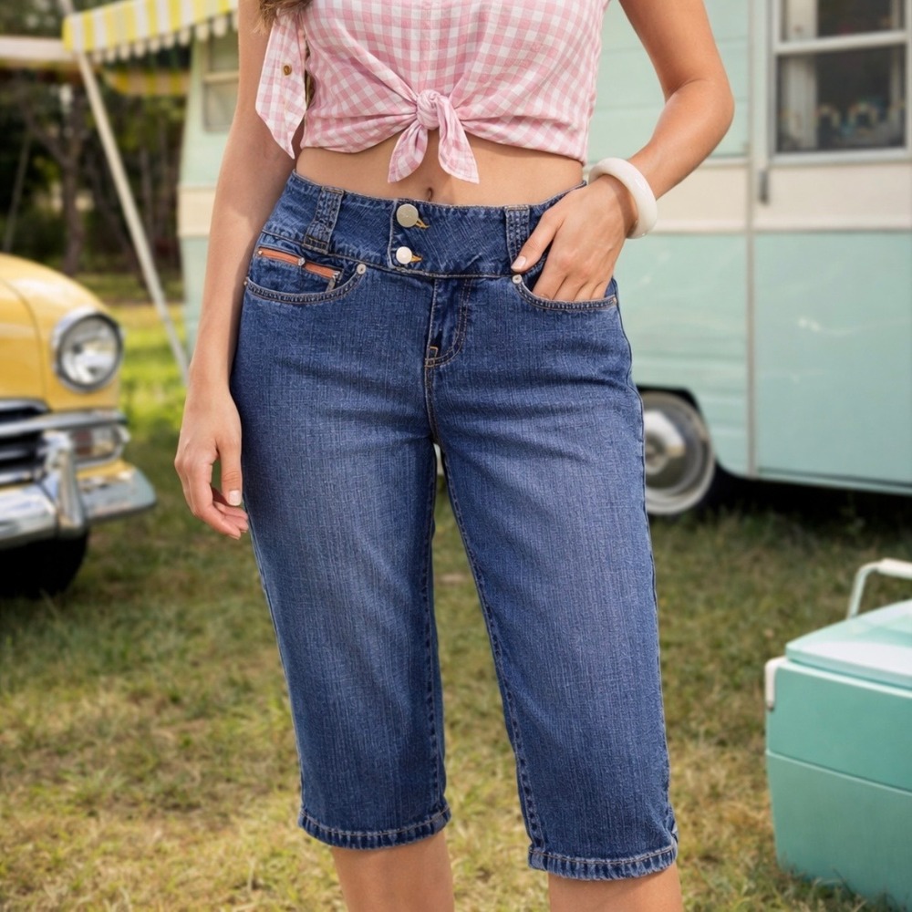 Vintage‎ Jordache Jeans Capri Low Rise Stretch Sz 11/12 Pockets Y2K Retro Summer